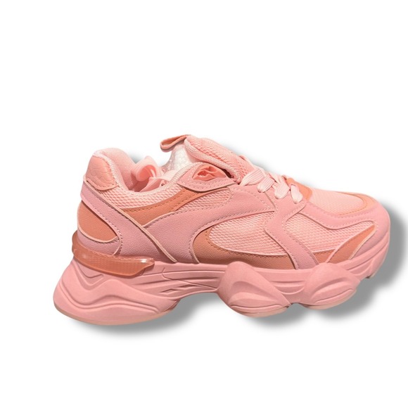 NIB Womens Chunky Sneakers Pink Mesh Lace Up Platform Fashion Athletic Sz  6 - Picture 2 of 16